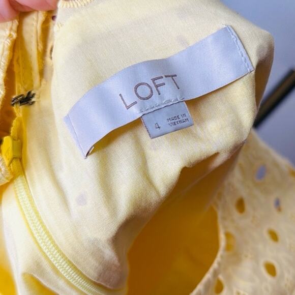 LOFT Yellow Eyelet Mini Shift Dress - Picture 6 of 6